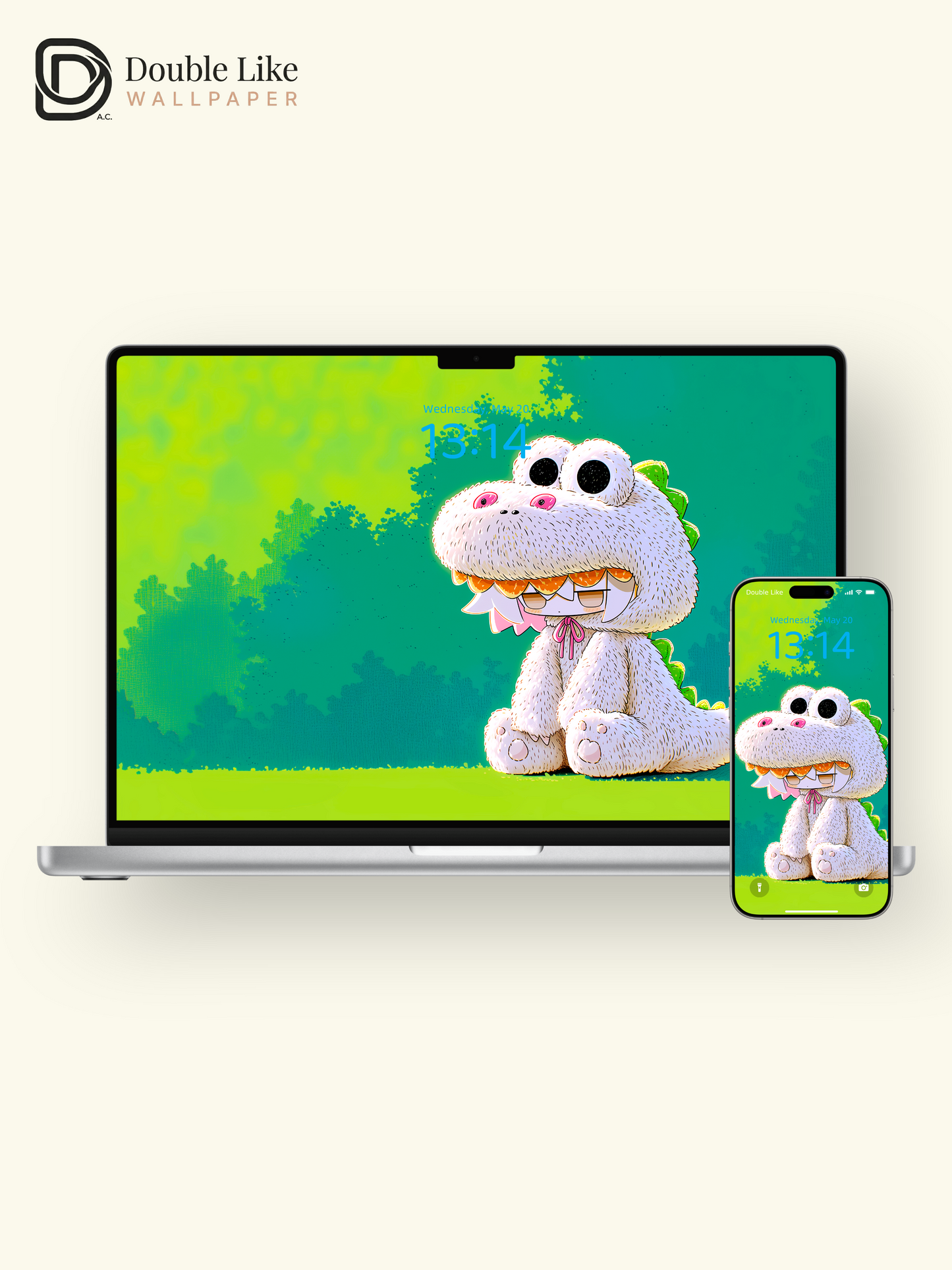 Cute White Dinosaur Onesie Anime Character Wallpaper Pack [#GG1410]