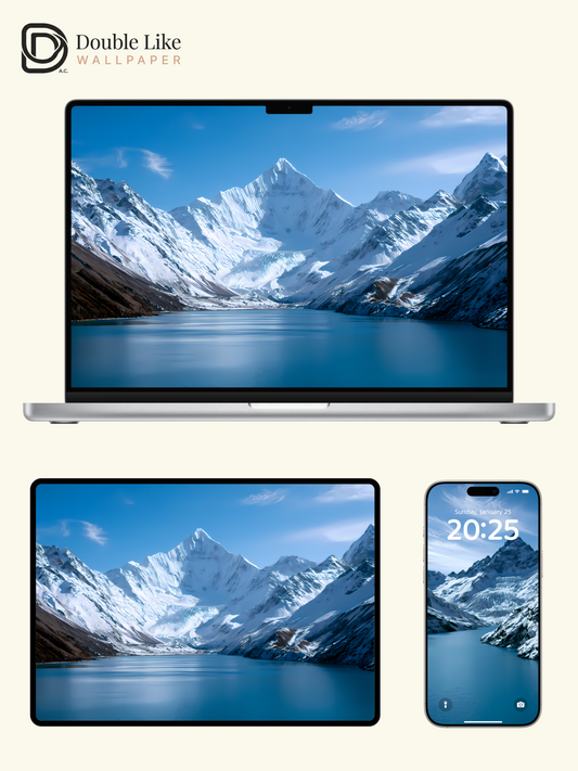 Majestic Snowy Mountains and Blue Lake Aesthetic Landscape Wallpaper Pack [#LFHL1061]