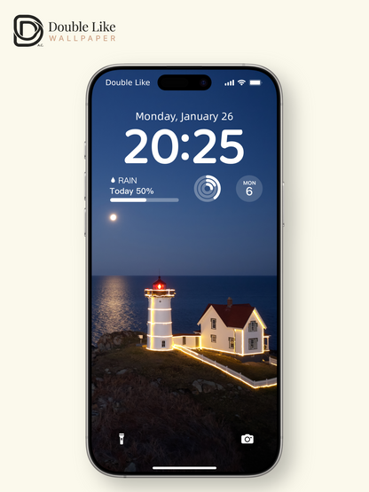 Glowing Lighthouse Moonlight Ocean Ambient Wallpaper Pack [#ZJYX0145]