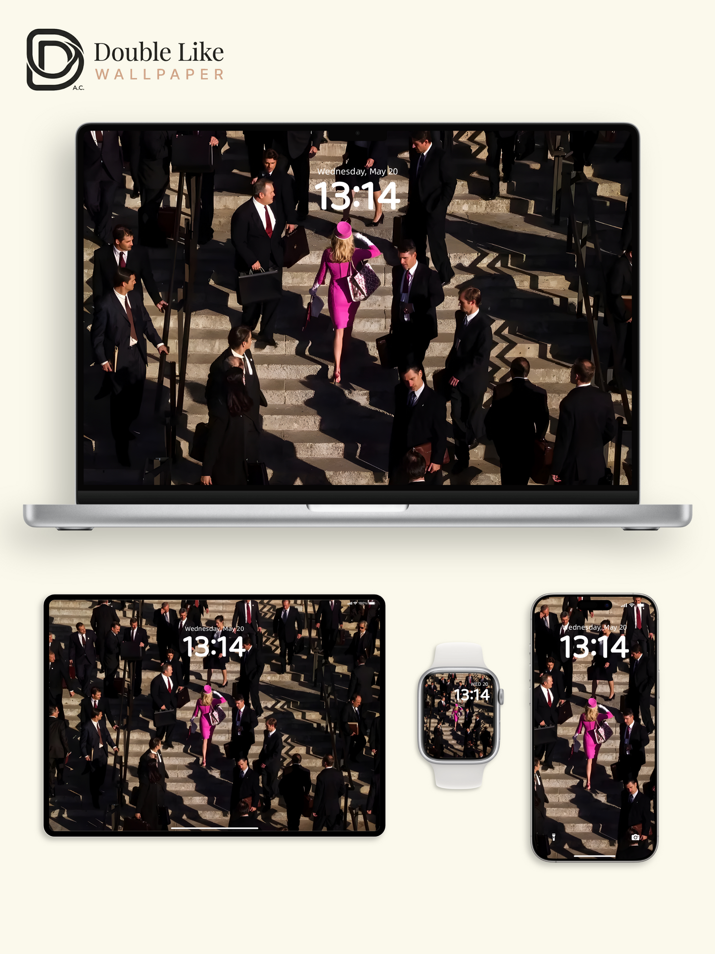 Pink Standout Business Crowd Motivational Full Wallpaper Set [#ZMY105]