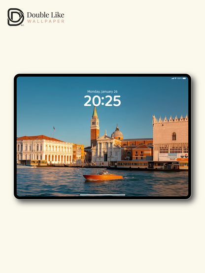 Venice Grand Canal Golden Hour Speedboat Aesthetic Wallpaper Pack [#JJ1381]