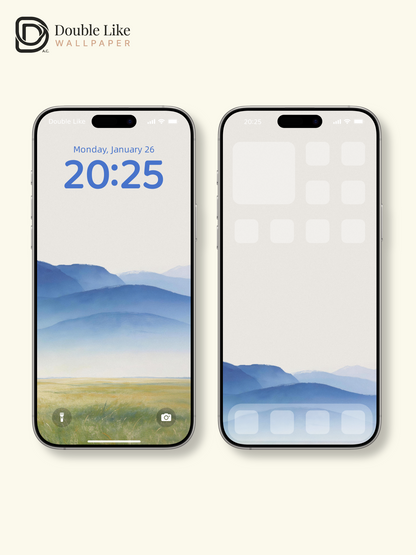Misty Layered Mountain Plain Minimal Calming Landscape Wallpaper Pack [#LFHL30408]