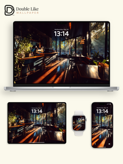 Cinematic Sunlit Morning Coffee Shop Aesthetic Photography Wallpaper Pack [#JJ1215]