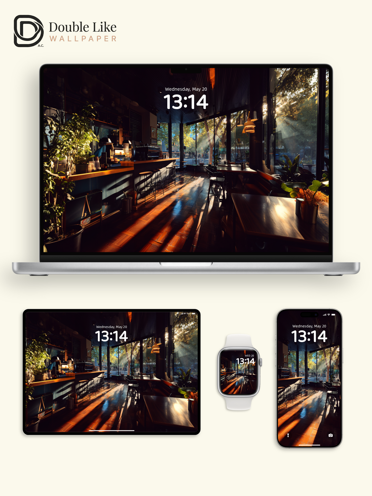 Cinematic Sunlit Morning Coffee Shop Aesthetic Photography Wallpaper Pack [#JJ1215]