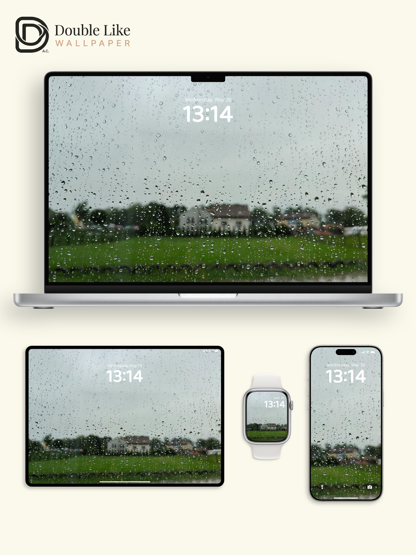 Atmospheric Rainy Window Blurry Suburb Landscape Wallpaper Pack, Compatible with iPhone & Android Lock Screen, Tablet, PC & Smart Watch HD Wallpapers [#ZMY513]