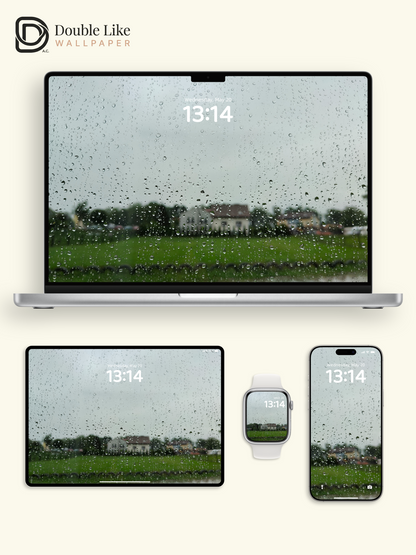 Atmospheric Rainy Window Blurry Suburb Landscape Wallpaper Pack, Compatible with iPhone & Android Lock Screen, Tablet, PC & Smart Watch HD Wallpapers [#ZMY513]