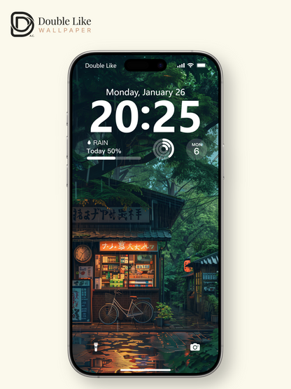 Rainy Japanese Street Shop Forest Night Anime Aesthetic Wallpaper Pack [#WGF026]