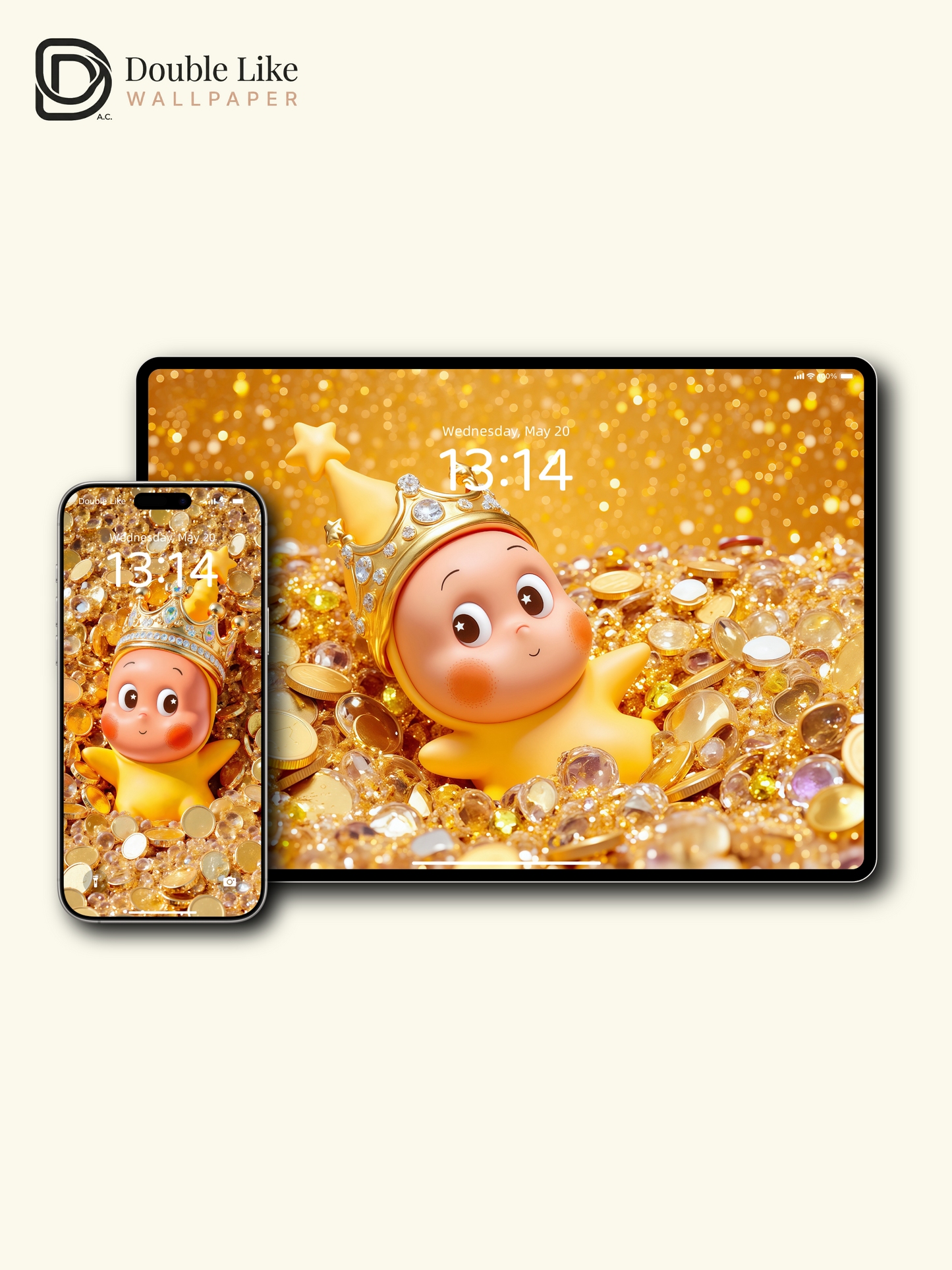 Lucky Wealth Golden Crown Star Cutie Full Set Phone Wallpapers [#JJ192]