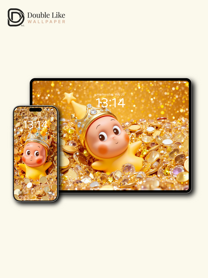 Lucky Wealth Golden Crown Star Cutie Full Set Phone Wallpapers [#JJ192]