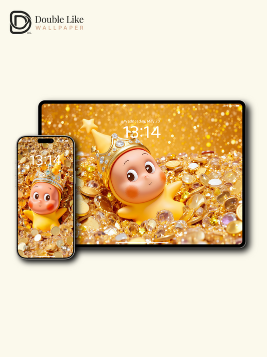 Lucky Wealth Golden Crown Star Cutie Full Set Phone Wallpapers [#JJ192]