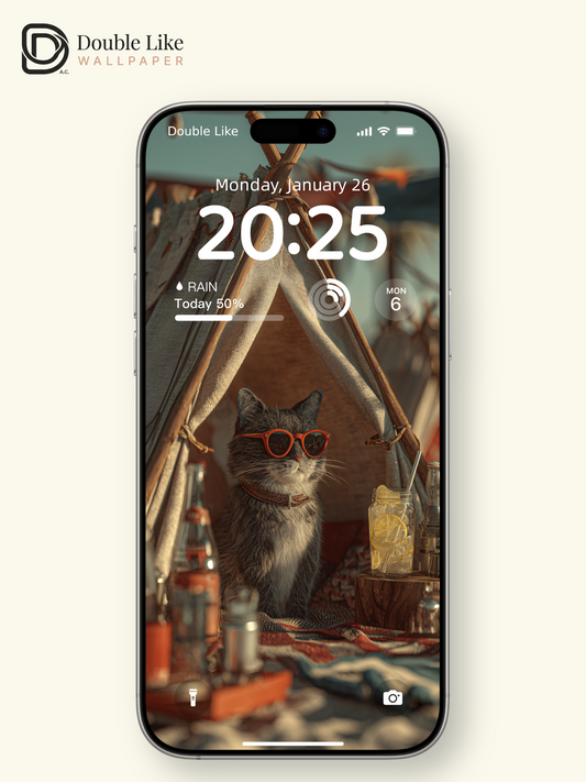 Cute Cool Cat Beach Glamping Summer Aesthetic Wallpaper Pack [#JJ1351]