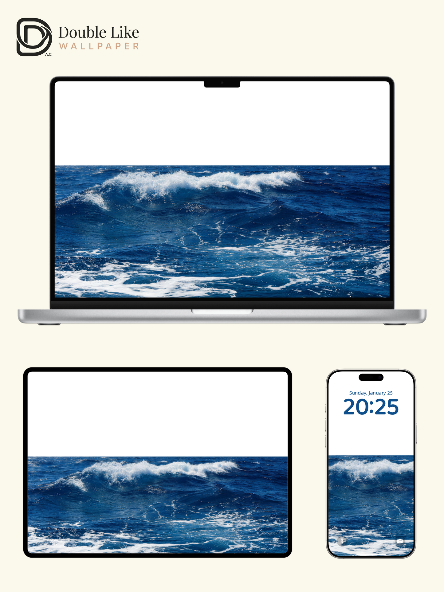 "Wave & White Space" Fresh Minimalist Ocean Wallpaper Set [#LFHL30519]