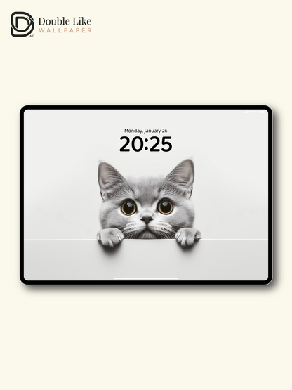 Curious Peeking British Shorthair Cat Minimalist Wallpaper Pack [#JJ20301]