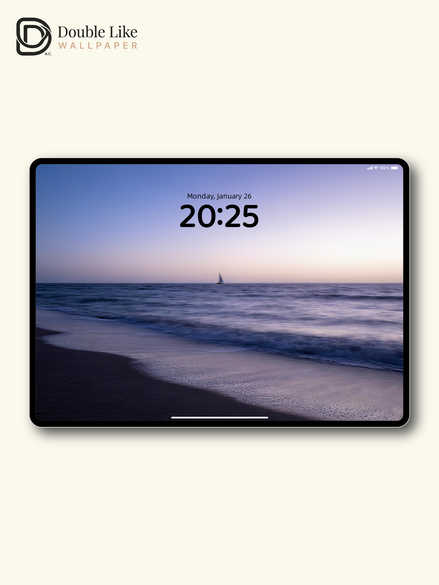 Purple Dusk Lonely Sailboat Beach Calming Landscape Wallpaper Pack [#LFHL30503]