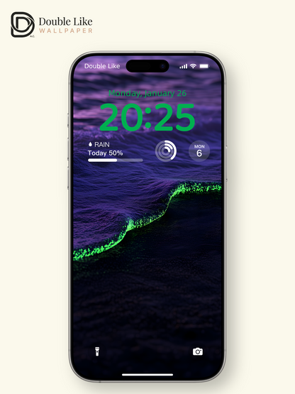 Bioluminescent Neon Wave Dark Purple Ocean Aesthetic Wallpaper Pack [#ZMY102]