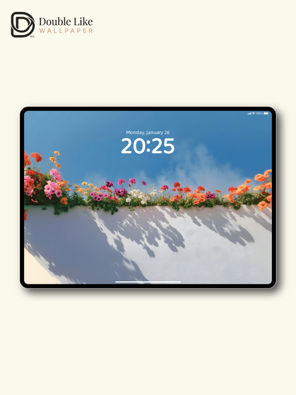 Fresh Summer Colorful Flowers Blue Sky Minimalist Lock Screen Wallpaper Pack [#ZJYX0649]