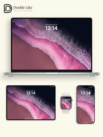 Pink Dreamy Ocean Waves Minimalist Aesthetic Landscape Wallpaper Pack [#ZMY534]