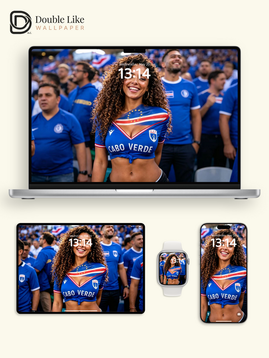Happy Cape Verde Female Football Fan Portrait Wallpaper Pack [#HWWc019]