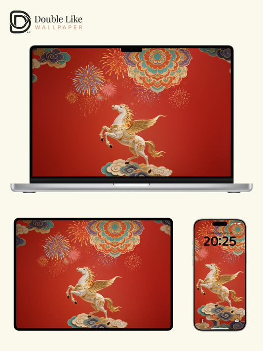 Chinese New Year Winged Pegasus Festive Wallpaper Full Pack [#LFHL303T1]