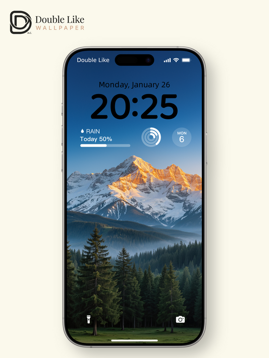 Golden Sunrise Snow Mountain Forest Healing Wallpaper Pack [#LFHL30215]