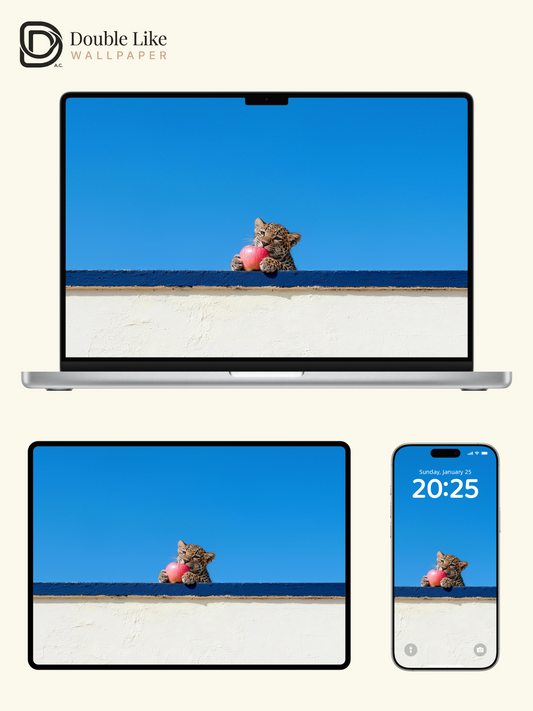 Cute Baby Leopard With Apple Healing HD Wallpaper Pack [#LFHL30401]