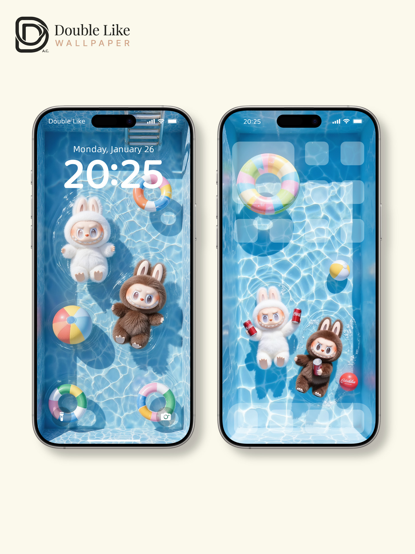 "An Afternoon in the Swimming Pool"—Adorable Summer 3D Wallpaper Set [#D11-2]