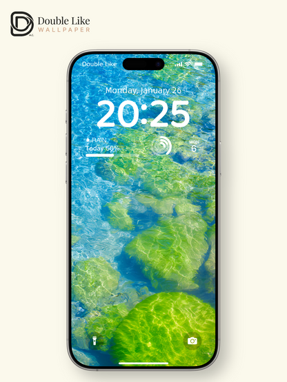 Crystal Clear Water Ripple & Mossy Stones Nature Aesthetic Wallpaper Pack [#JJ1126]