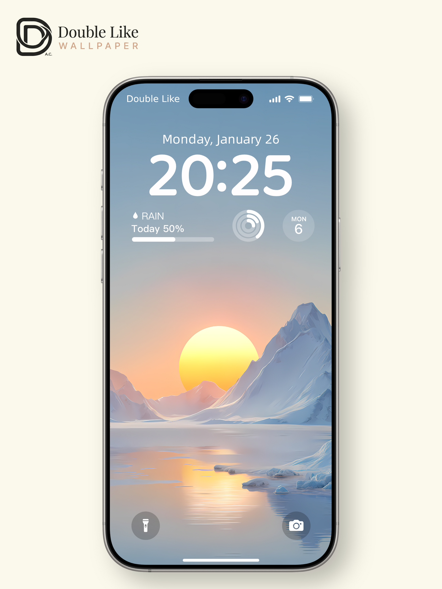 Aesthetic Dreamy Snow Mountain Sunset Landscape Digital Art Wallpaper [#LFHL1026]
