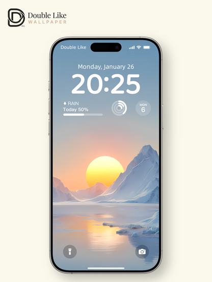 Aesthetic Dreamy Snow Mountain Sunset Landscape Digital Art Wallpaper [#LFHL1026]