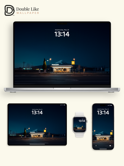 Night Street McDonald's & Mount Fuji View Aesthetic Wallpaper Pack [#JJ1406]