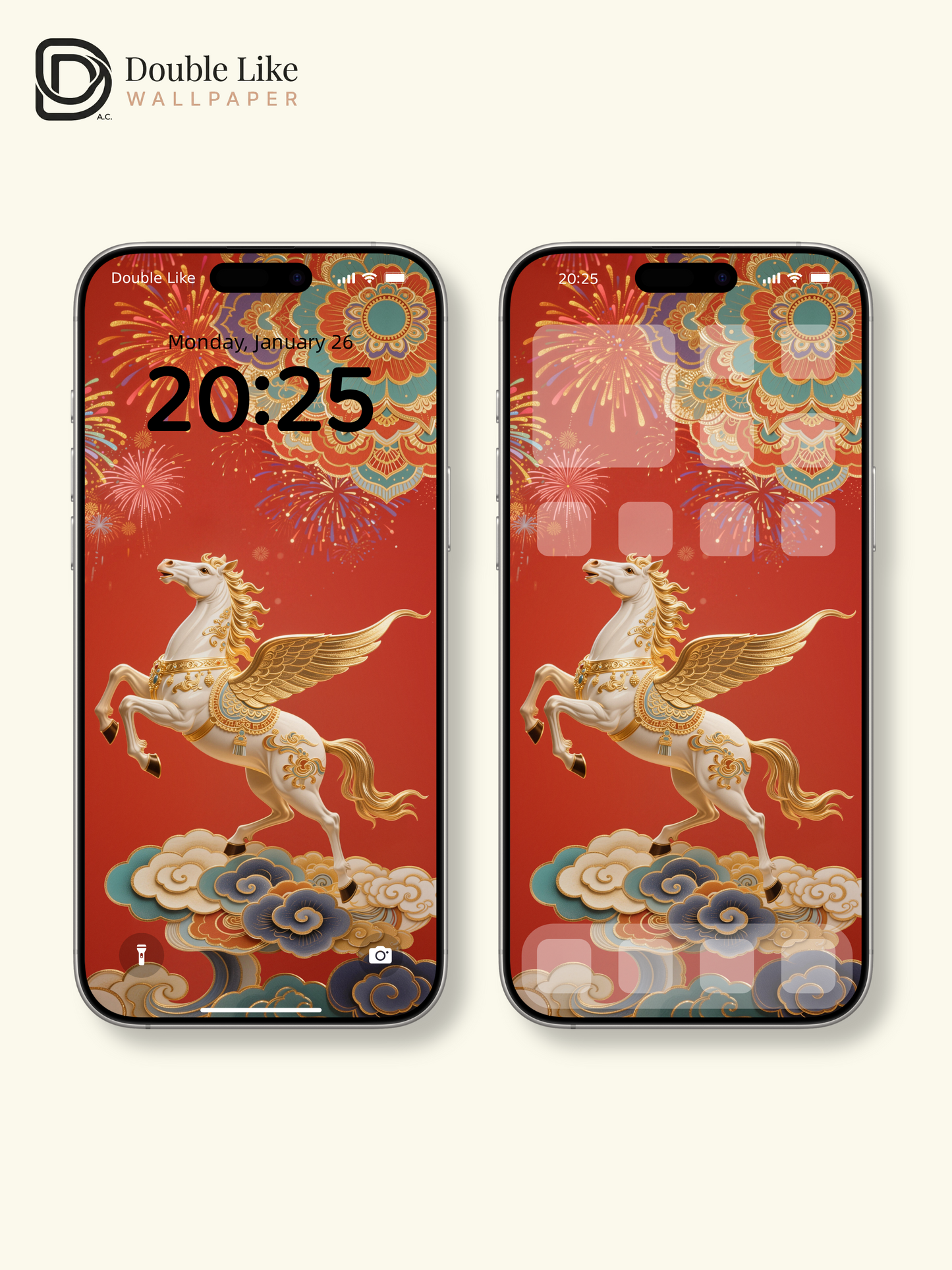 Chinese New Year Winged Pegasus Festive Wallpaper Full Pack [#LFHL303T1]