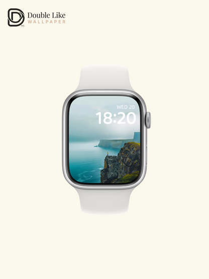 Misty Coastal Cliffs & Solitary Traveler Nature Wallpaper Pack [#JJ1414]