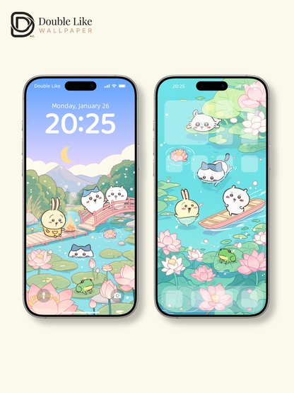 Lotus Pond Pals · Healing Cute Illustration Wallpaper Set [#CKW102]
