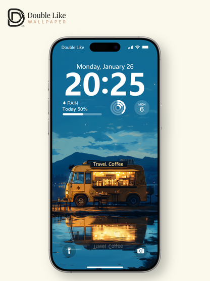 Cozy Lakeside Travel Coffee Truck Anime Aesthetic Wallpaper Pack [#WGF122]