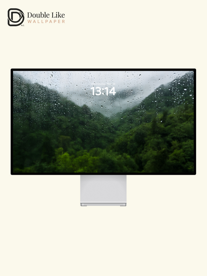 Rainy Window Green Forest Mountain Valley Misty Aesthetic Wallpaper Pack [#ZMY490]