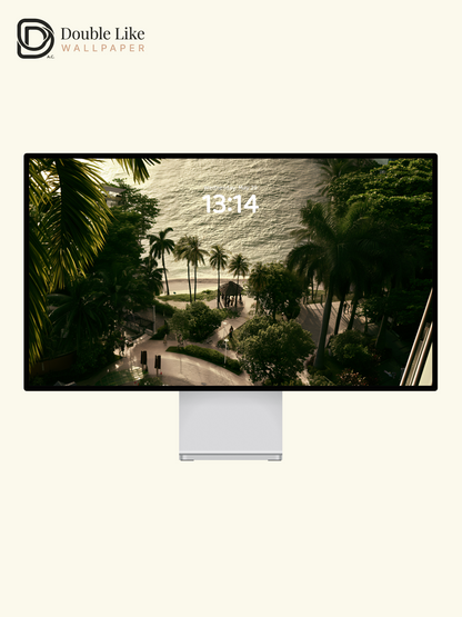 Tropical Beach Sea Sunset Golden Hour Palm Tree Aesthetic Landscape Wallpaper Pack [#JJ1359]