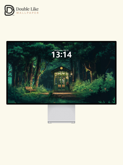 Cozy Forest Cabin Night Anime Aesthetic Wallpaper Pack [#WGF114]