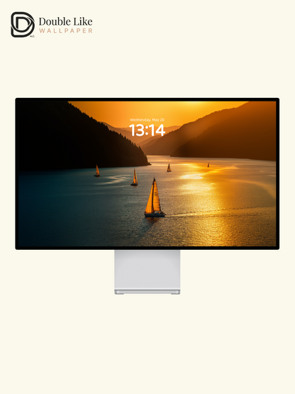 Golden Hour Fjord Sailboats Mountain Lake Aesthetic Wallpaper Pack [#JJ1400]