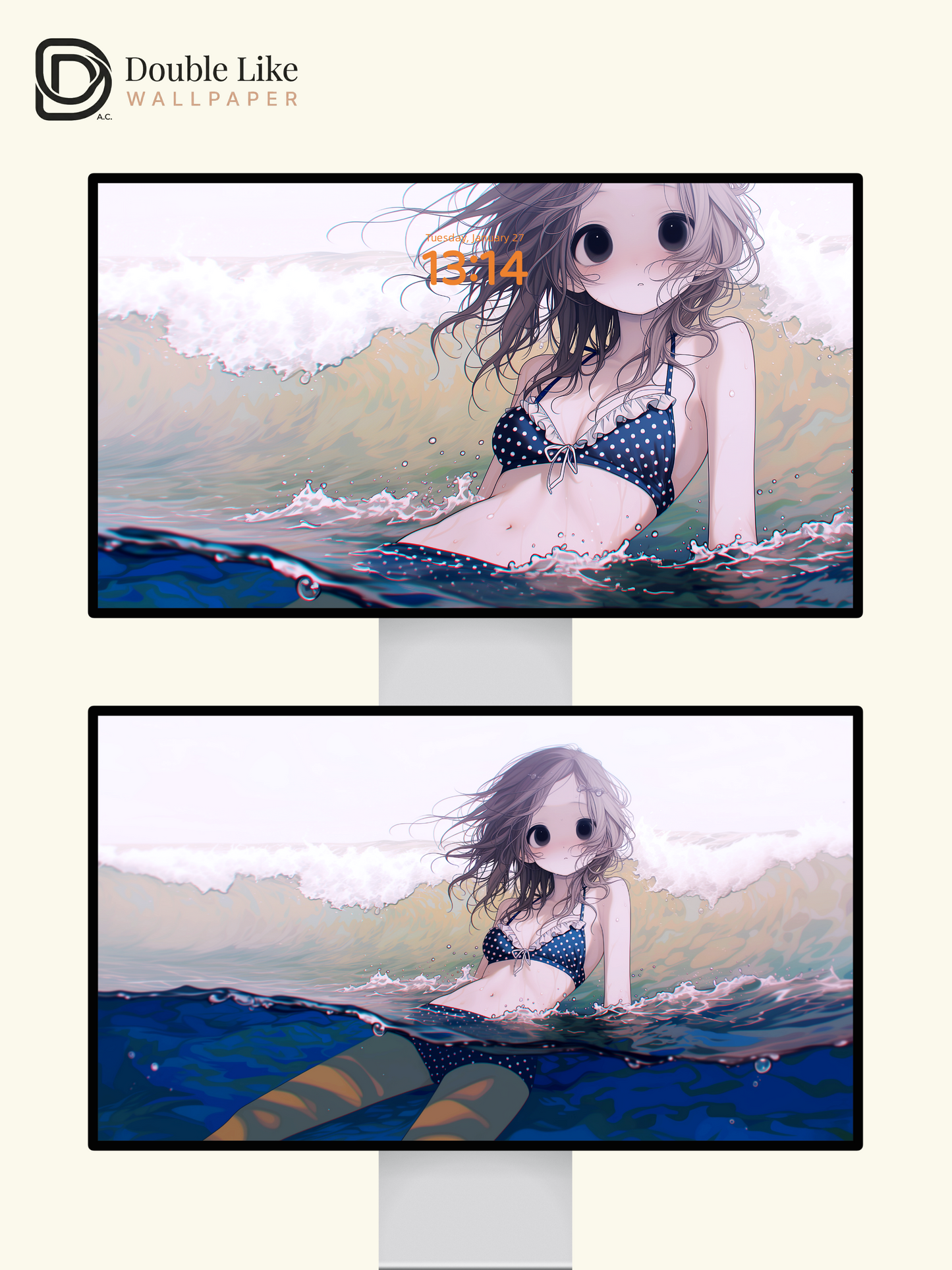 Cute Anime Beach Girl Summer Ocean Breeze Aesthetic Wallpaper Pack [#HW1469]