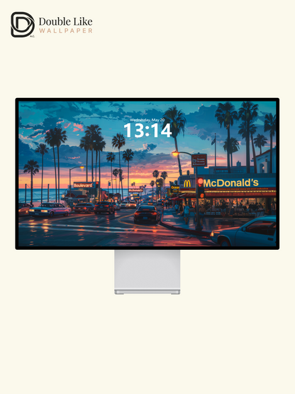 Retro Sunset Beach Boulevard Palm Trees Anime Aesthetic Wallpaper Pack [#WGF093]