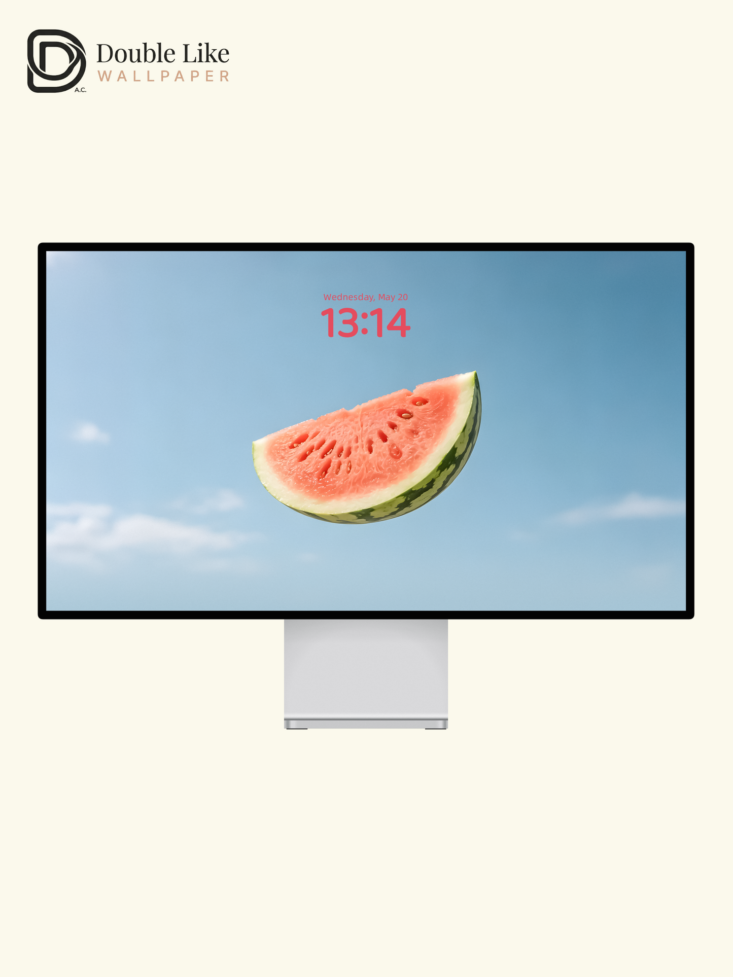 Floating Fresh Watermelon Slice Blue Sky Minimalist Aesthetic Wallpaper Pack [#ZMY512]