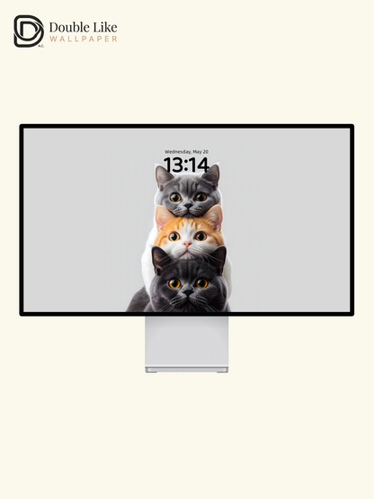 Stacked Kitties Therapy Pack | Cute Triple Cat Dynamic Wallpaper Bundle [#ZMY063]