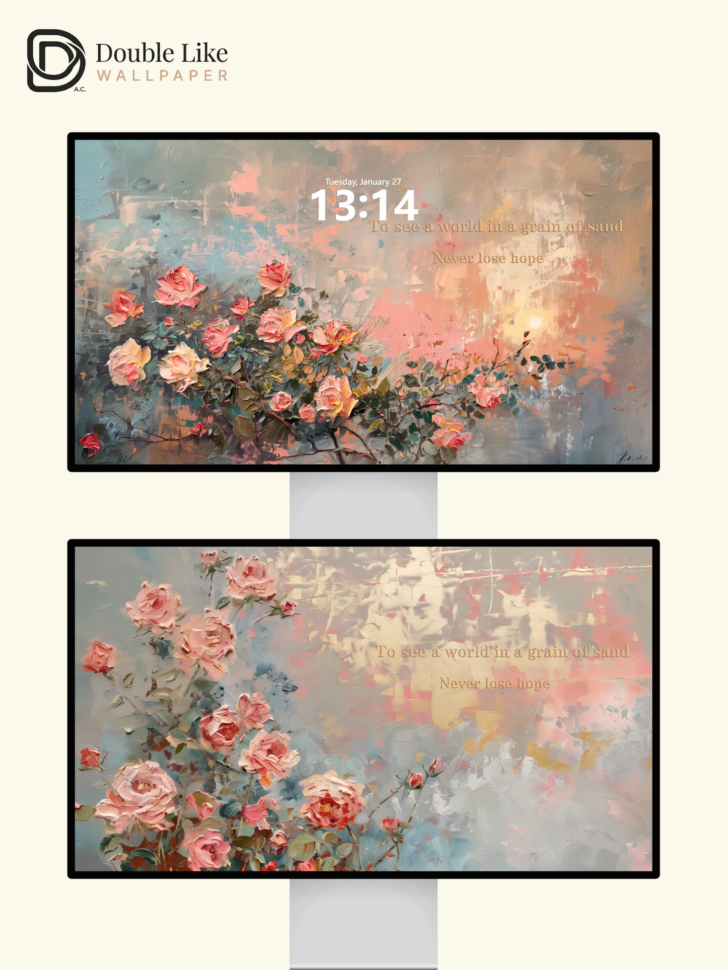 Oil Painting Vintage Rose Quote Inspirational Aesthetic Wallpaper Pack [#WGF025]