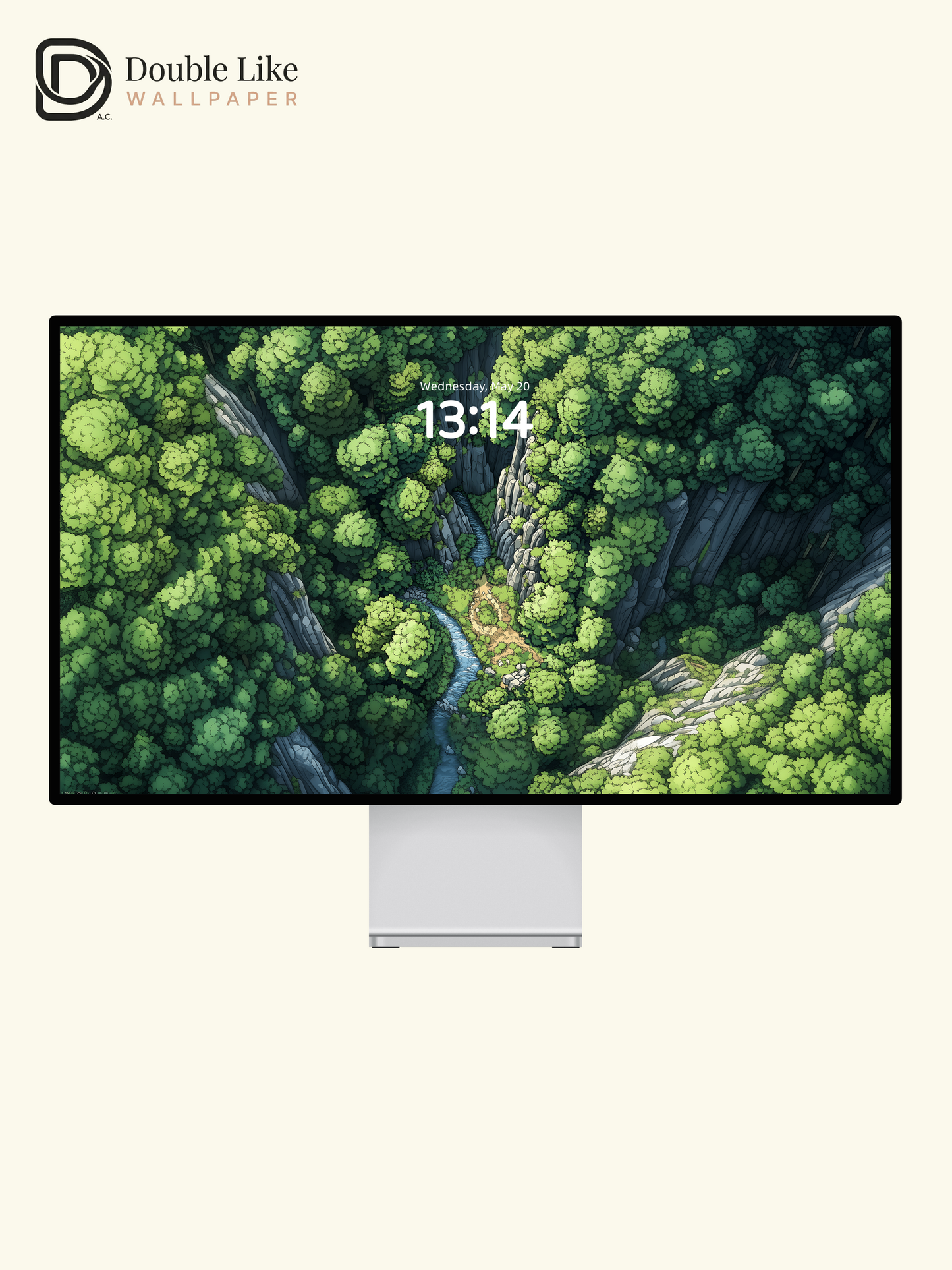 Green Forest River Aerial Illustration Wallpaper Pack [#ZJY478]
