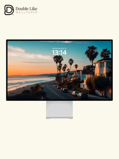 Coastal Sunset Highway Palm Trees Landscape Wallpaper Pack [#ZJYX0148]