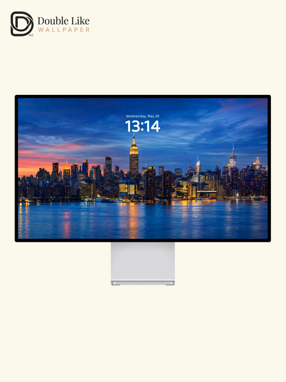 New York City Skyline Twilight Water Reflection Landscape Wallpaper Pack [#ZJYR002]