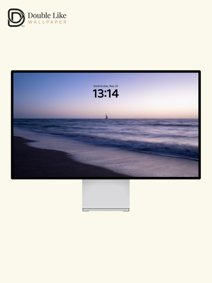 Purple Dusk Lonely Sailboat Beach Calming Landscape Wallpaper Pack [#LFHL30503]