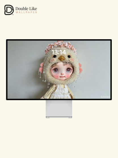 Dreamy Blythe Doll With Felt Chick Hat Crystal Raindrop Aesthetic Wallpaper [#HWWs007]