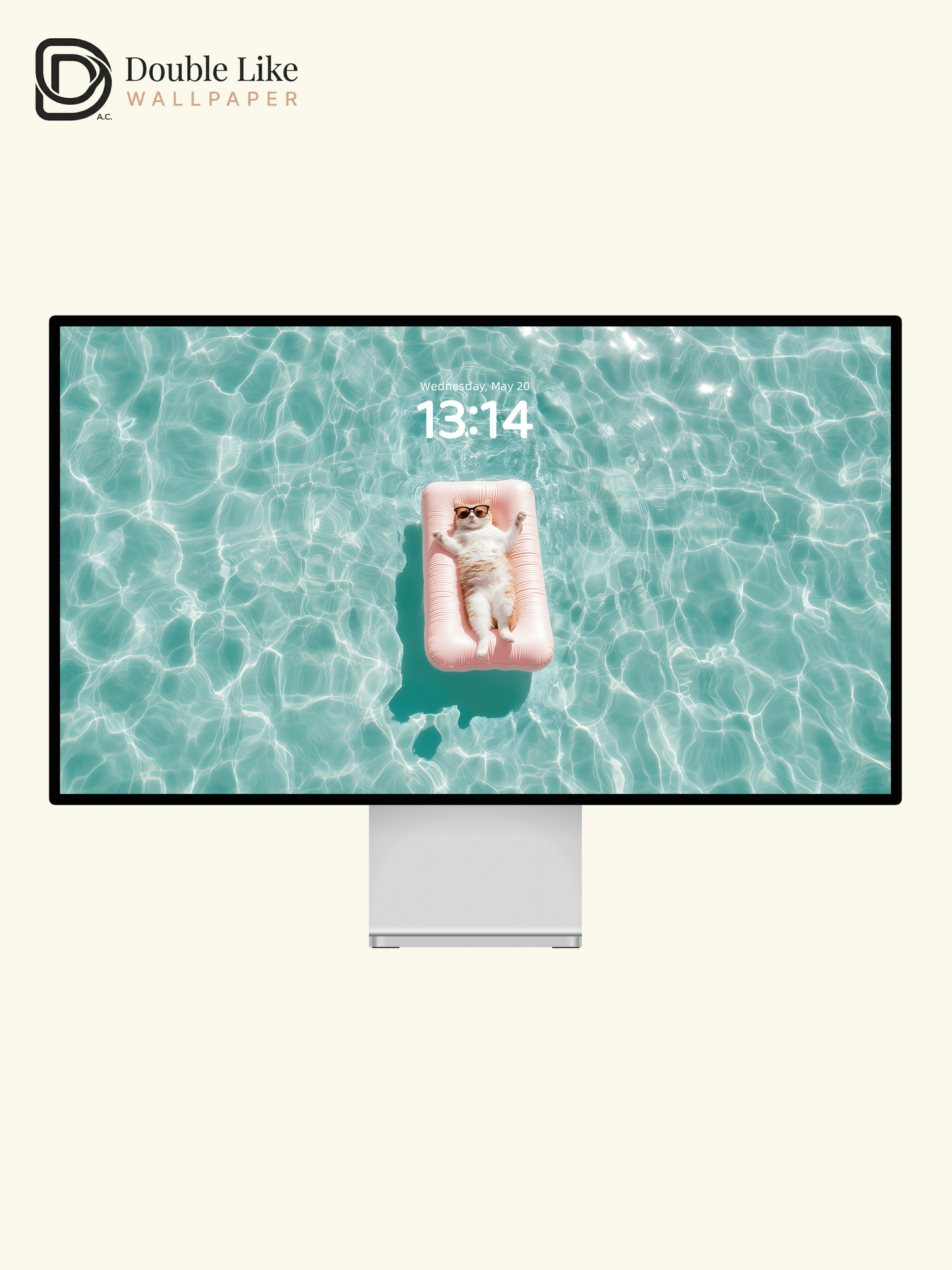 Cute Cat Floating on Pool Ring Summer Aesthetic Wallpaper Pack [#ZJY546]