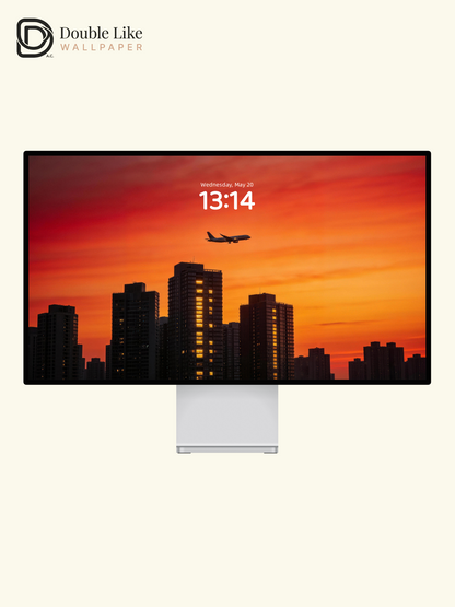 Orange Dusk City Airplane Vibe Healing HD Scenery Wallpaper Pack [#LFHL30407]